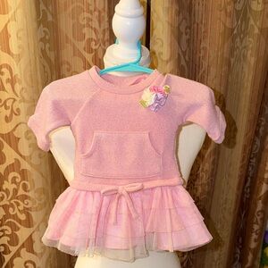 Youngland Pink Ruffle Top with Floral Accent